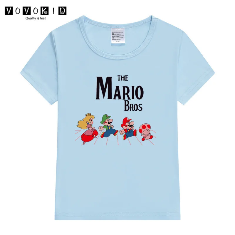 Забавная футболка с принтом «Super Mario Bros» для маленьких девочек и мальчиков, Детская летняя футболка с принтом «Король льва», рубашка на День Благодарения