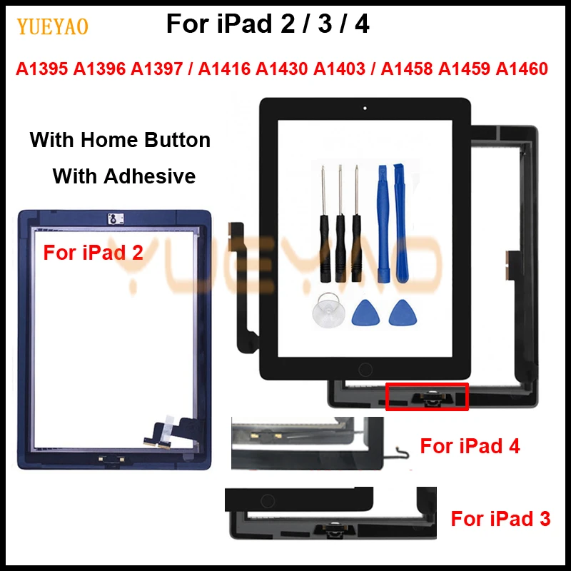 Сенсорный экран Экран для iPad 2 3 4 A1395 A1396 A1397 A1416 A1430 A1403 A1458 A1459 A1460 ЖК-дисплей внешний