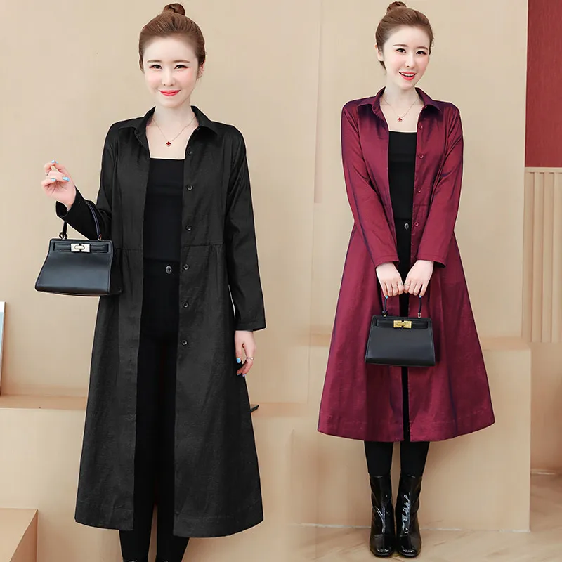 

2020 New Autumn Long Thin Jacket Women's Windbreaker Coat Korean Loose Cloak Style Large Size Outwear Casual Cardigan Tops W2022