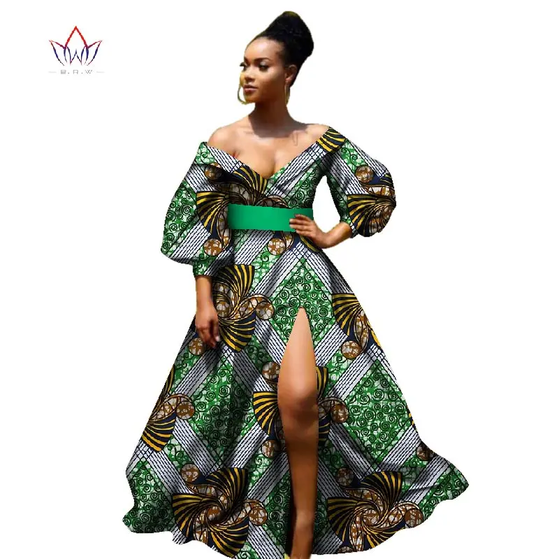 african bazin dresses for women african Three Quarter sleeves dresses for women african clothing wax dashiki fabric WY2255 - Цвет: 25