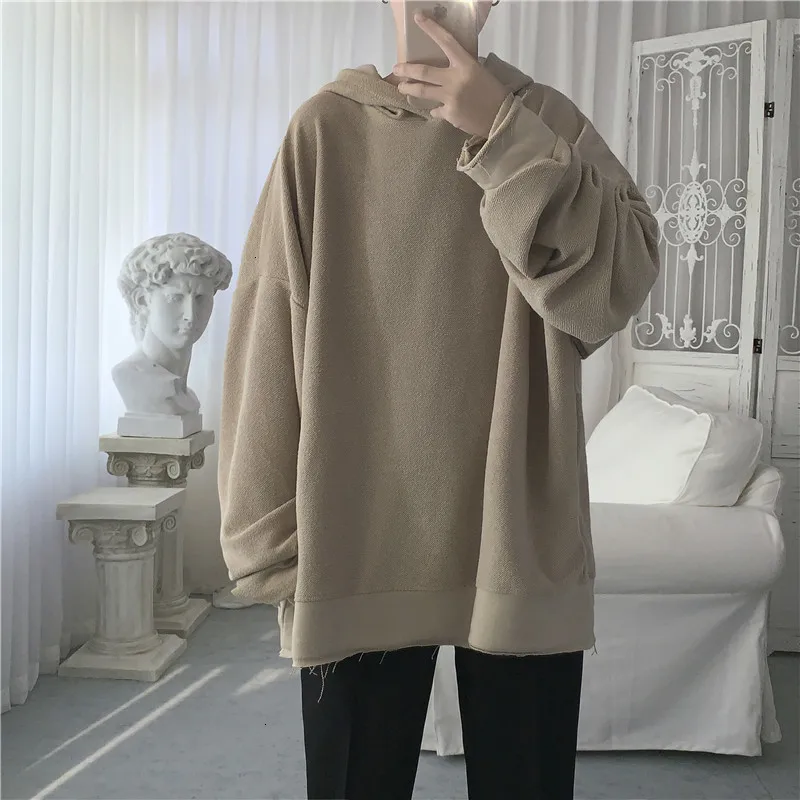 Молодежный популярный Свободный пуловер повседневный однотонный свитшот с