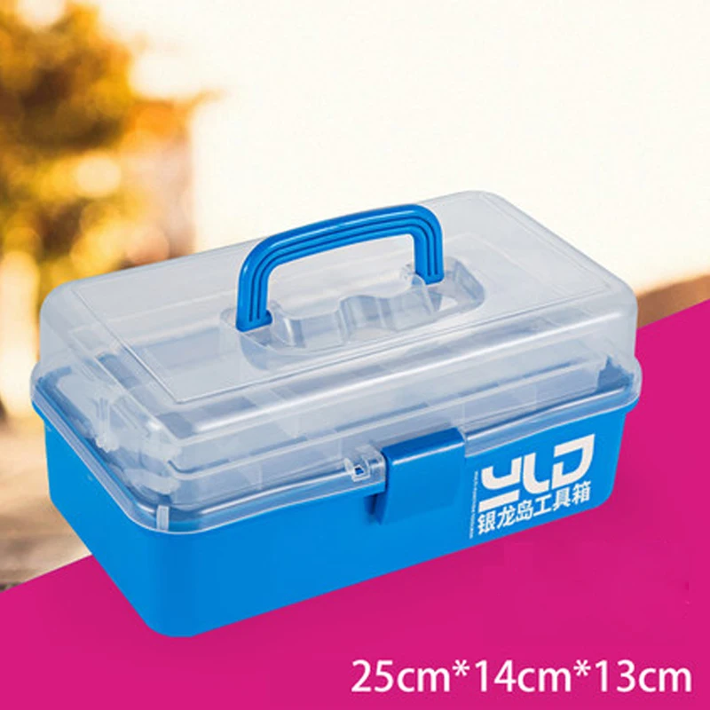 Blue 1Pc Многофункциональная коробка для хранения, Настольный ящик для хранения, художественная коробка для инструментов, Детские Портативные Инструменты для начальной школы, бытовая коробка для хранения - Цвет: Blue 1Pc
