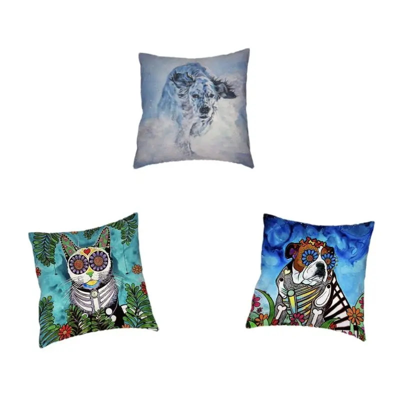 Забавный милый кот собака водонепроницаемый стиль наволочка Французский