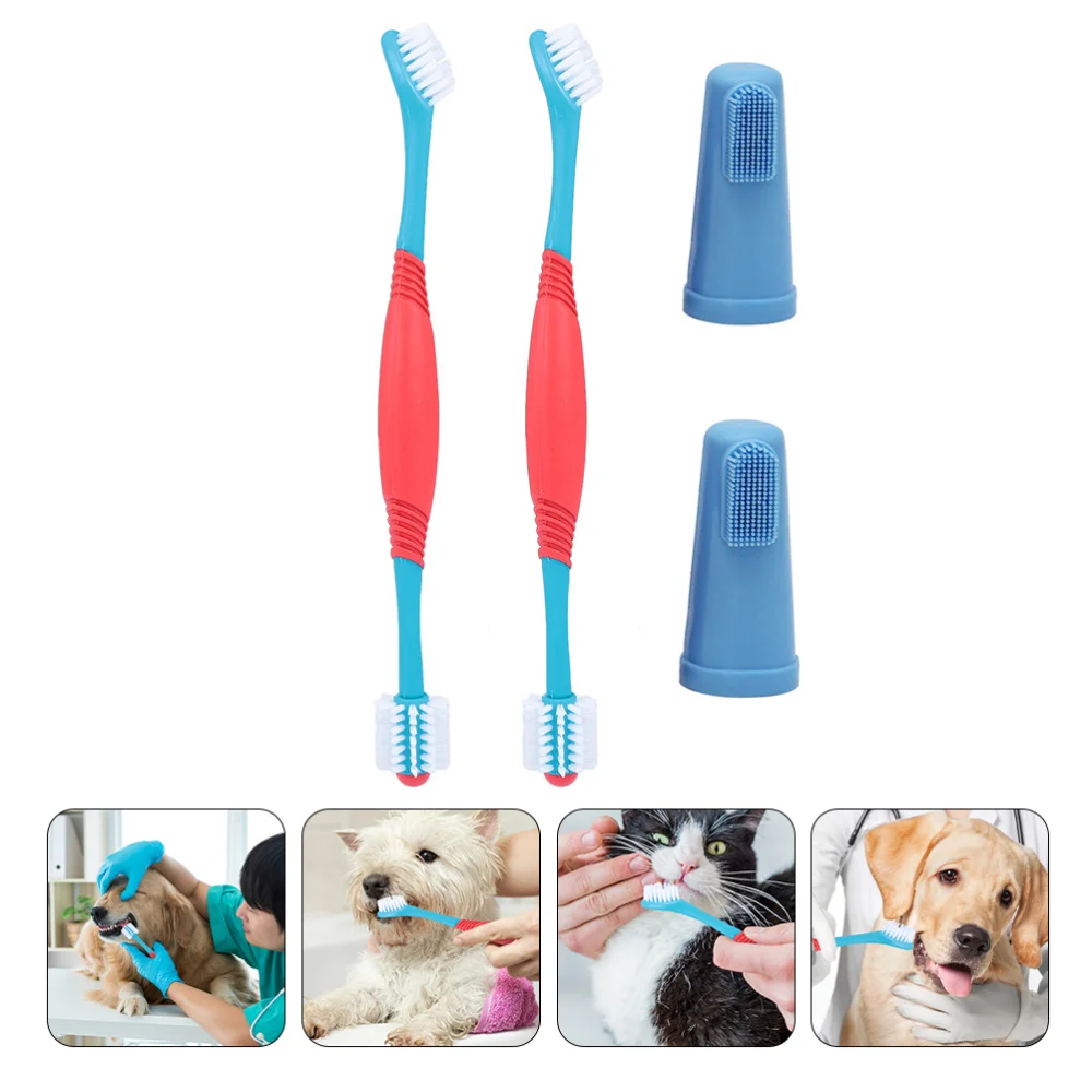 

4pcs Pet Toothbrush Double Headed Pet Care Teeth Cleaning Brushes