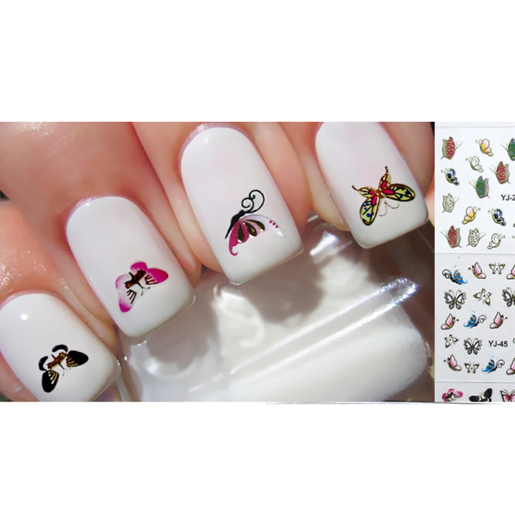

Colorful 24 PCS DIY Butterfly Nail Art Transfer Stickers Tips Decal Decoration