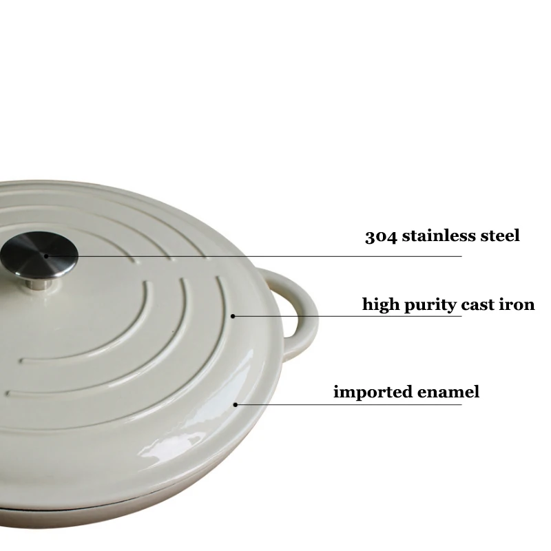 

3.5L Cast Iron Enamel Seafood Pot 3-5 People Use Shallow Stew Cookware Induction Cooker Gas Stove Universal