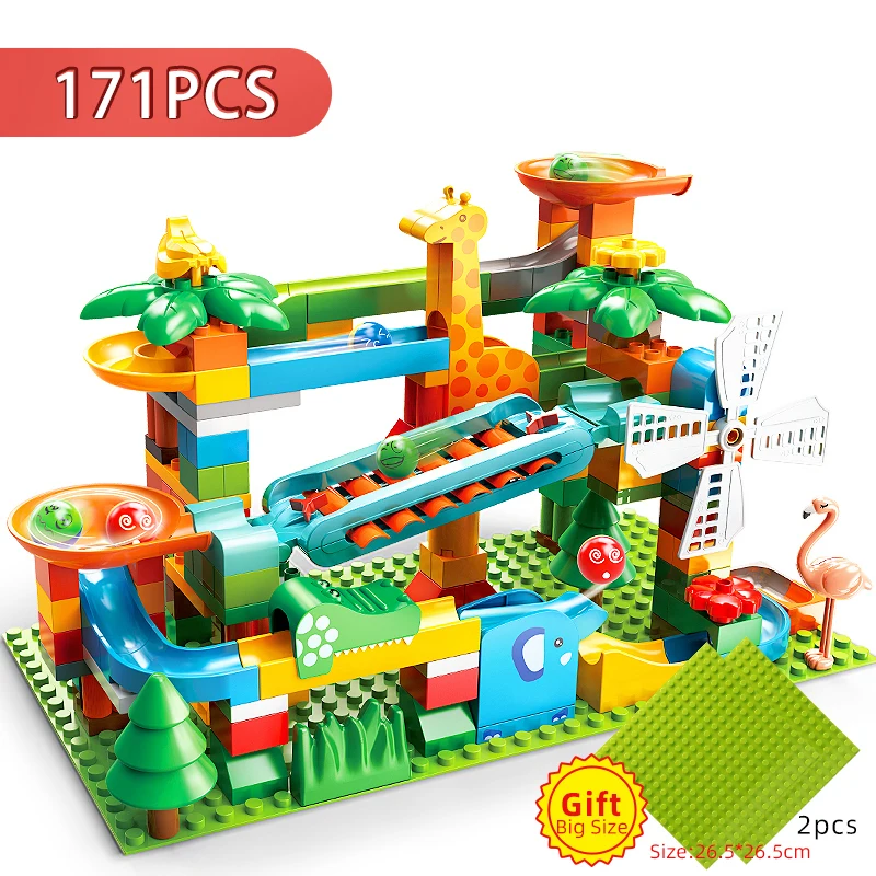 

marble run big blocks compatible duploed building blocks funnel Slide blocks DIY big bricks toys for legoINGlys children gift