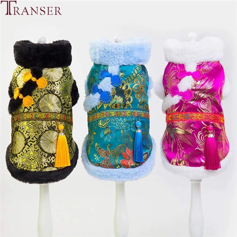 Transer китайский костюм с узлом Тан костюм для собак с кисточками зимнее теплое пальто для собак Куртки для домашних животных на год одежда для собак жилет 910