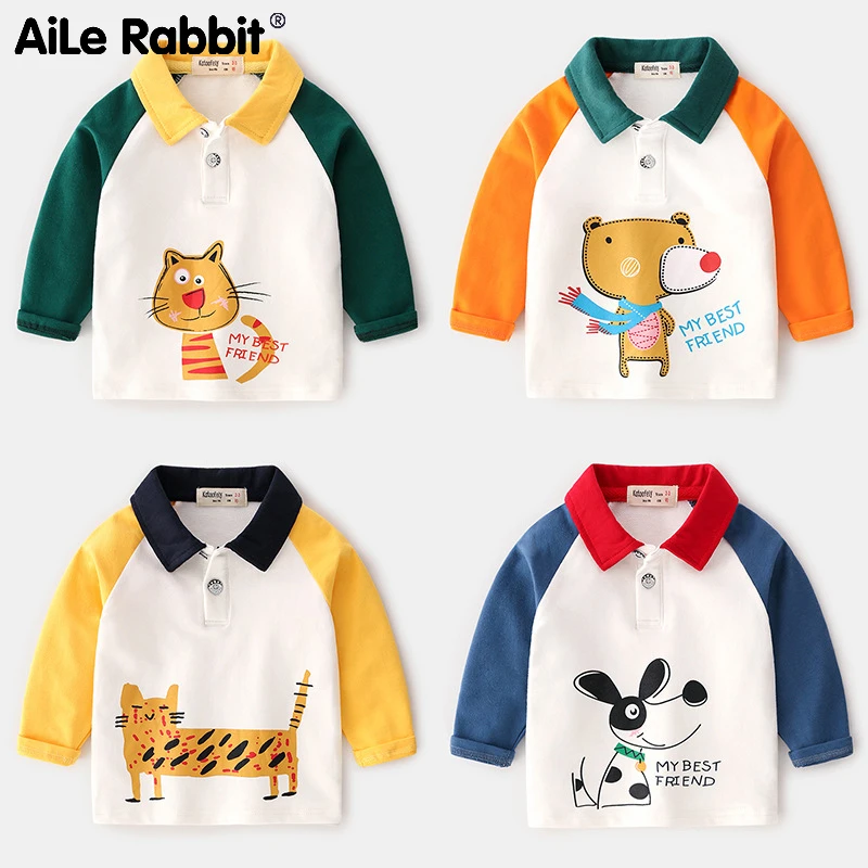 2019 Детская Поло осеннее рубашка хлопковая Футболка для мальчиков Топ детский