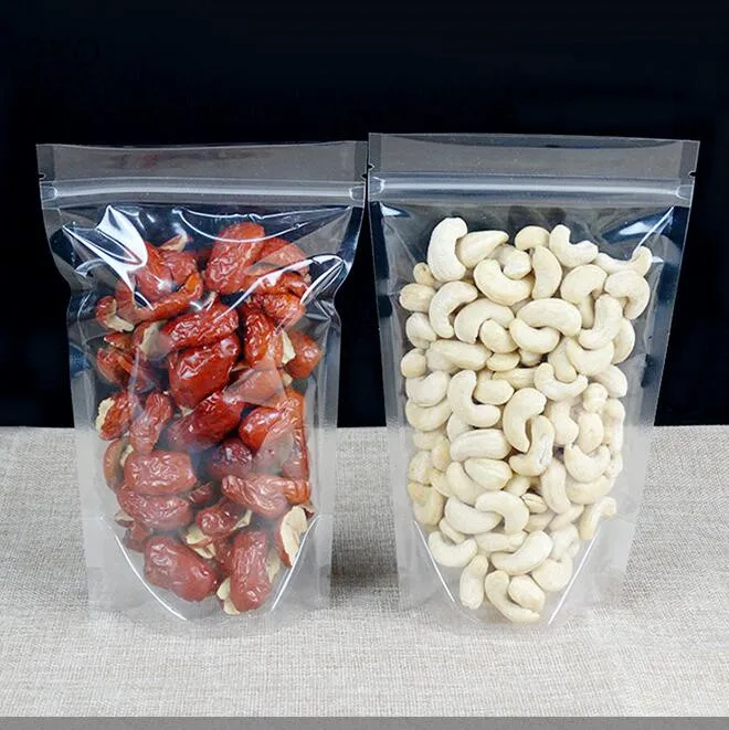 

50pcs Stand Up Food Pouch Packaging Bag Clear Plastic Zip Lock Package Ziplock Reclosable Self Heat Seal Bag With Zipper