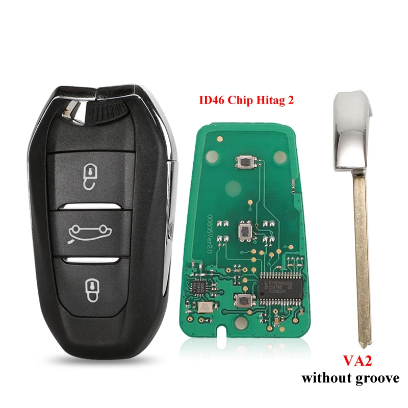 

Jinyuqin Smart Keyless Go Remote Key 3 кнопки 433 МГц 4A PCF7945 ID46 чип для Peugeot 308 408 508 5008 аварийный ключ HU83/VA2