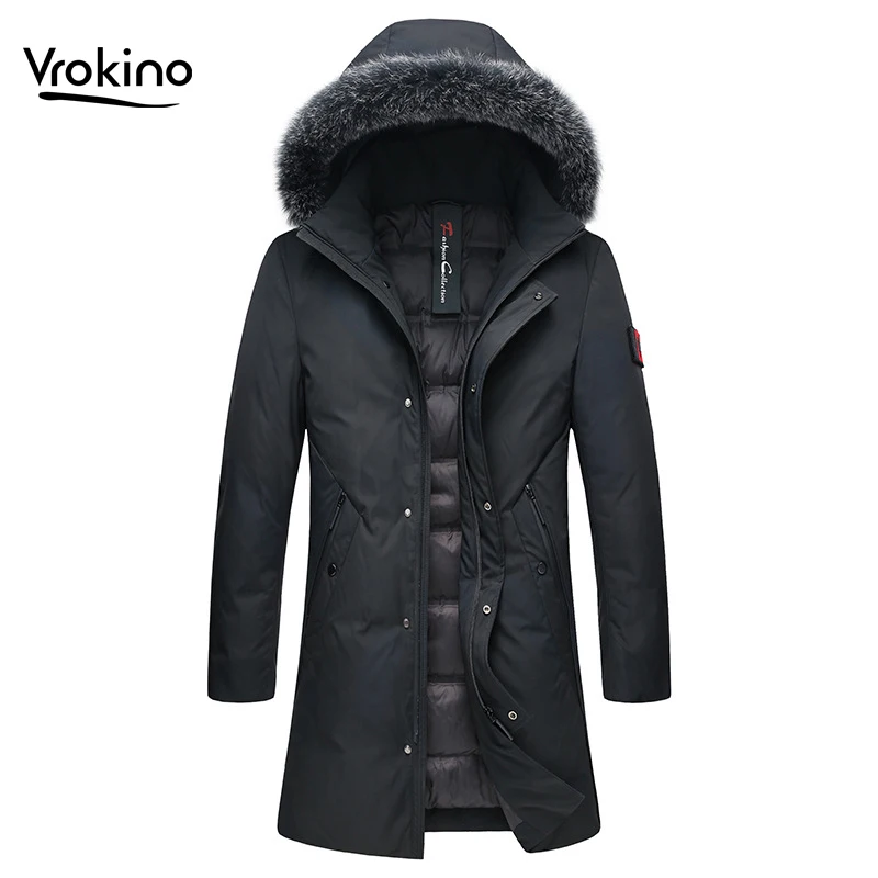 Новинка 2020 русская зима длинный пуховик мужская повседневная куртка высокого