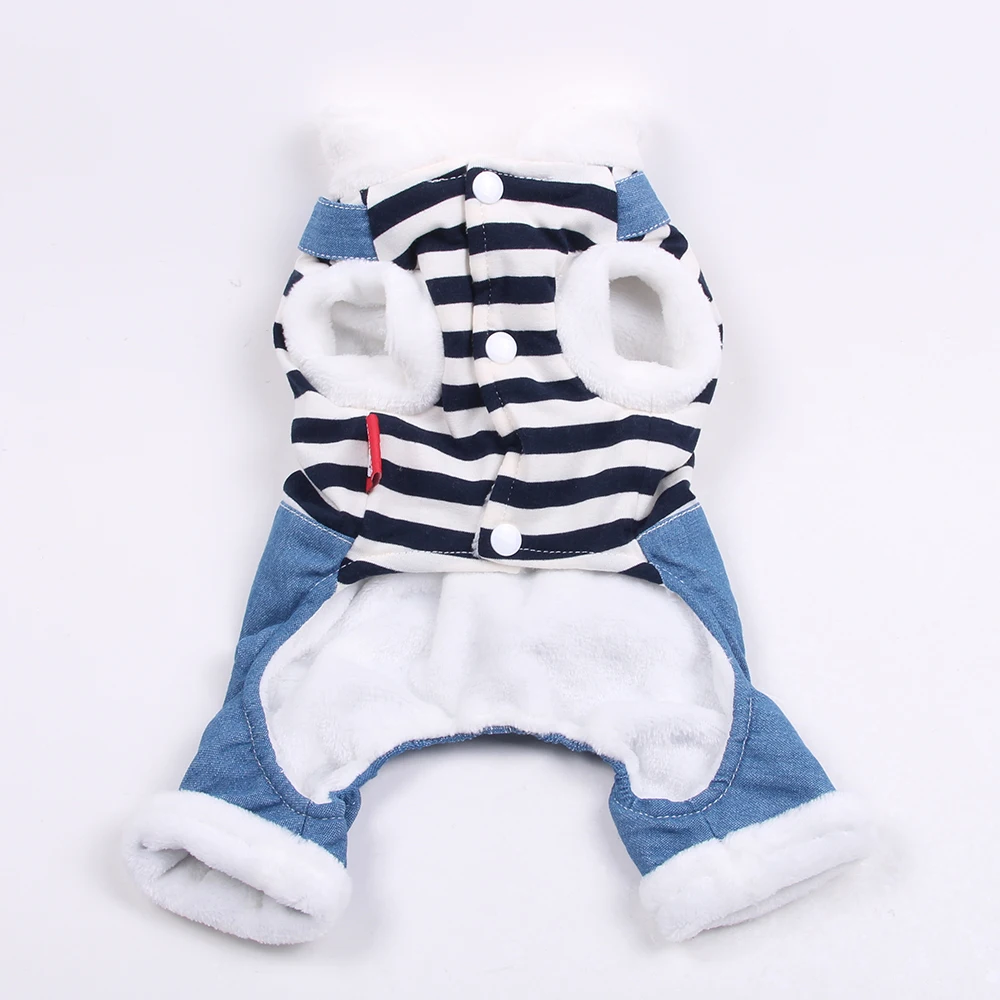 

New Striped Dog Cat Warm Jumpsuit Rompers Bear Design Pet Puppy Coat Jacket Winter Clothes for Dogs Cats Small Medium