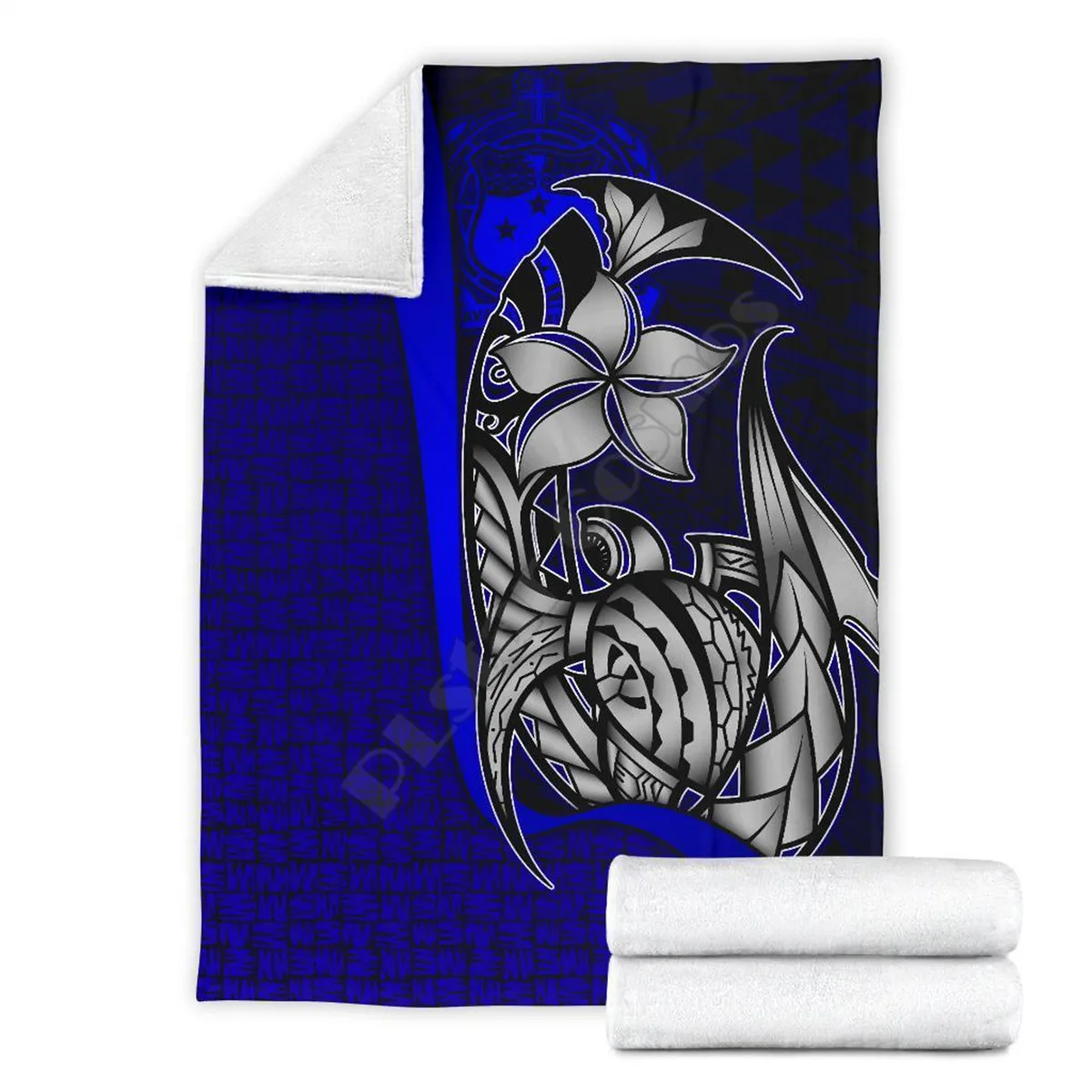 

Samoa Polynesian Premium Blanket Blue Turtle With Hook printed Wearable Blanket Adults/kids Fleece Blanket Sherpa Blanket