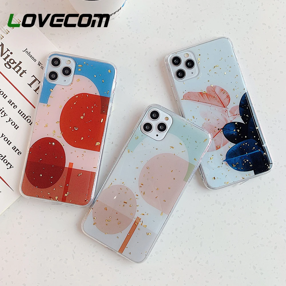 LOVECOM Phone Case For iPhone 11 Pro Max XR XS 6 6S 7 8 Plus X Luxury Geometric Abstract Flowers Epoxy Soft Back Cover | Мобильные