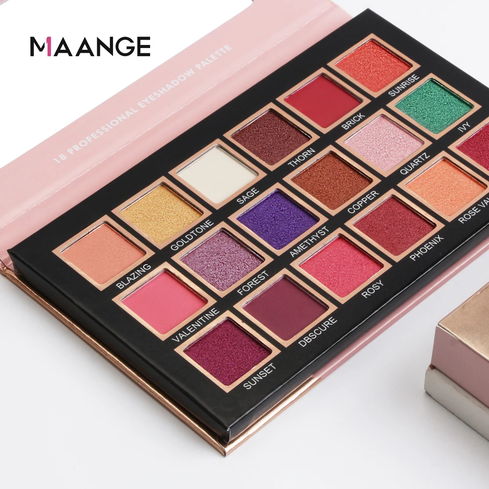 Новая палитра теней для век MAANGE 18 цветов тени Мерцающая матовая блестящая пудра