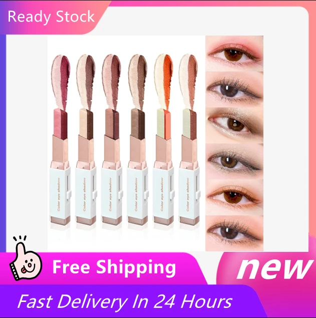 

Lazy Eyeshadow Stick Stereo Gradient Shimmer Double Color Eye Shadow Pen Waterproof Easy To Wear Eyeshadow