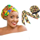 2021 женский тюрбан с атласной подкладкой, двухслойная шапка с Африканским узором, шапка для ночного сна, женские головные повязки, шарф Kente Gele