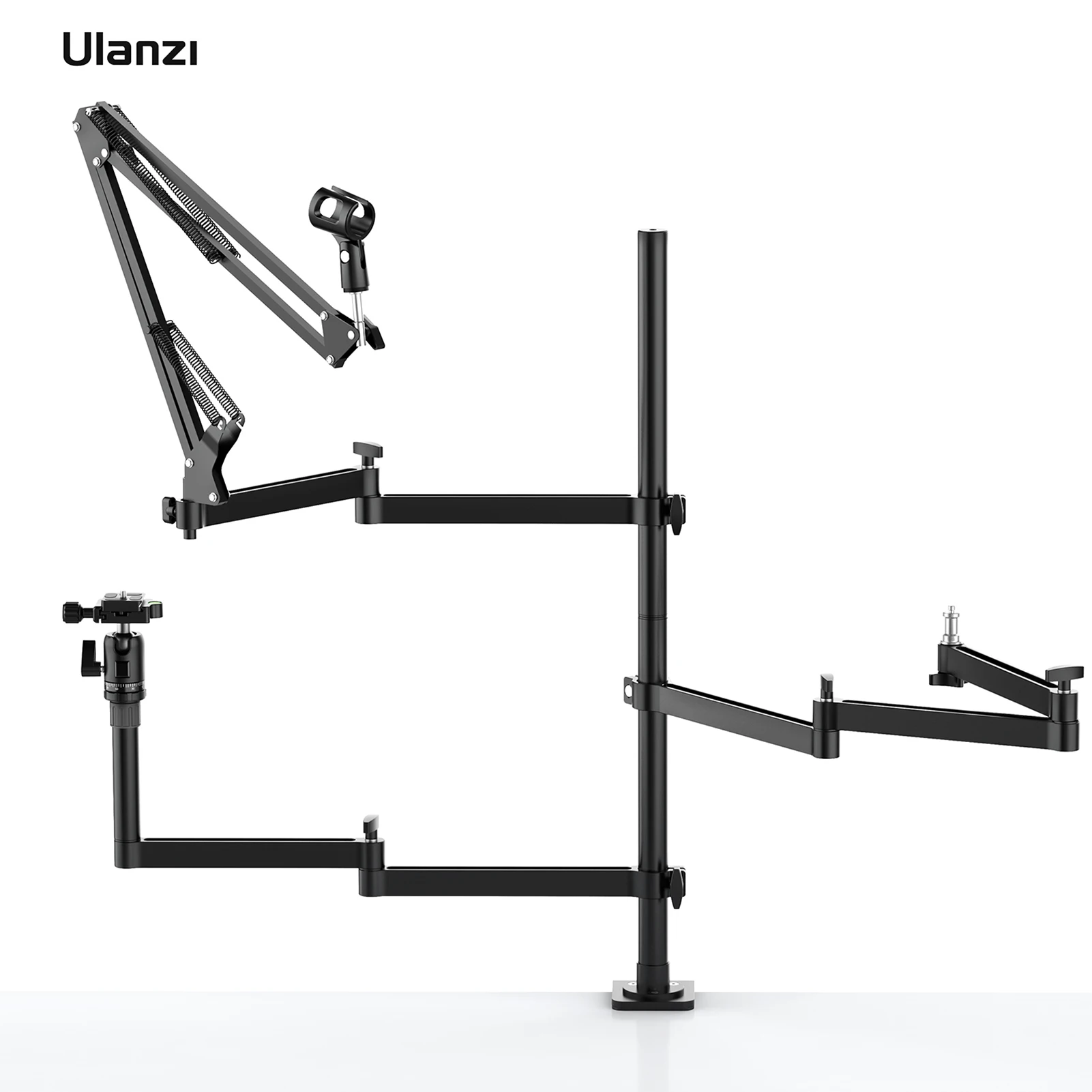 

Универсальная подставка Ulanzi для прямой трансляции, настольная стойка с 3 шарнирными ручками для микрофона, DSLR камеры светодиодный светодио...