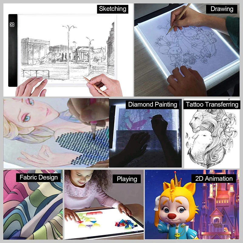 A3(40x33.5c)Drawing Tablet LED Light Box Tracing Copy Board Graphic Digital Tablets Art Painting Writing Pad Sketching Animation - купить по