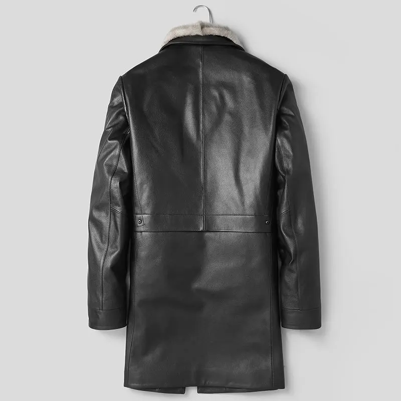 Мужской пуховик из натуральной кожи размеры до 5XL|Мужские кожаные куртки| |