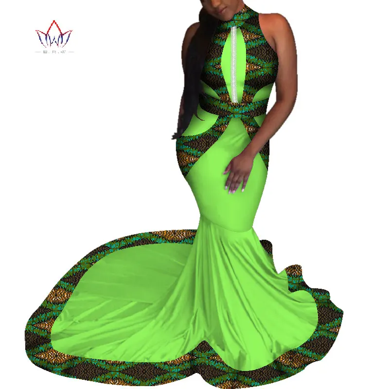 Mermaid African Dresses New Arrival sleeveless Floor Length Women Formal Occasion Dress Africa Evening Gowns for Women WY4647