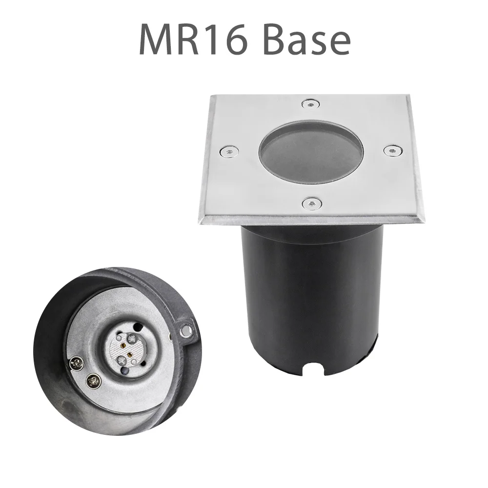 Square MR16 Base Подземный светильник 12 в 85-265 в светодиодный светильник s IP67 GU10 MR16 лампа настил лестницы террасы садовая дорожка подземный светильник ing открытый - Испускаемый цвет: Square MR16 Base