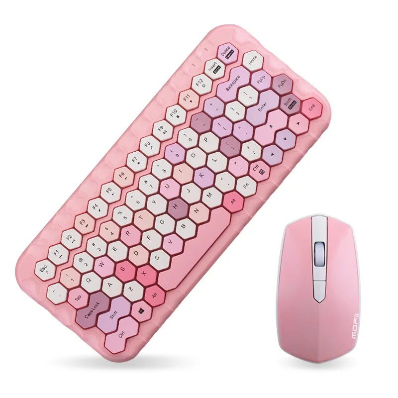 FOR Jelly Comb 2.4G Wireless Keyboard Mouse Set Pink Girl Color Wireless Keyboard Comb for Laptop Notebook Mini Home Keyboard