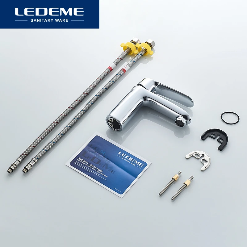 Смеситель для раковины LEDEME L1072 хромированный кран с одной ручкой ванной