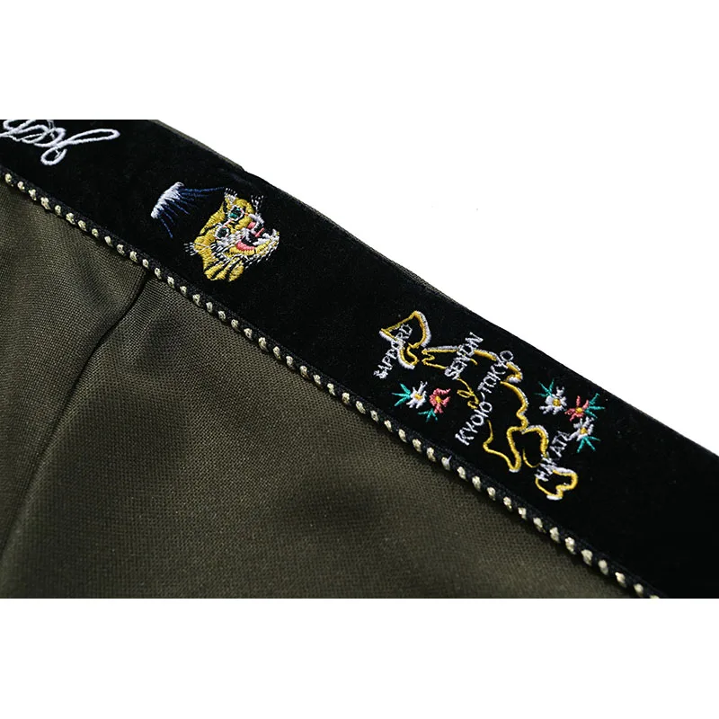 

Kapital Jacket Side Gold Thread Embroidery Army Green Zip Jacket Men Women 21ss Kapital Sports Jacket Suit