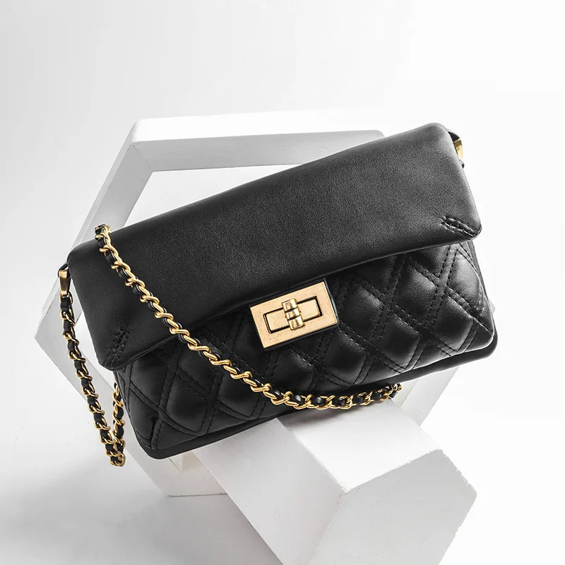 

2020 New Lady Rhombus Chain Quality PU Leather Mini Square Shoulder Bag Women Fashion Wild Solid Crossbody Messenger Bag