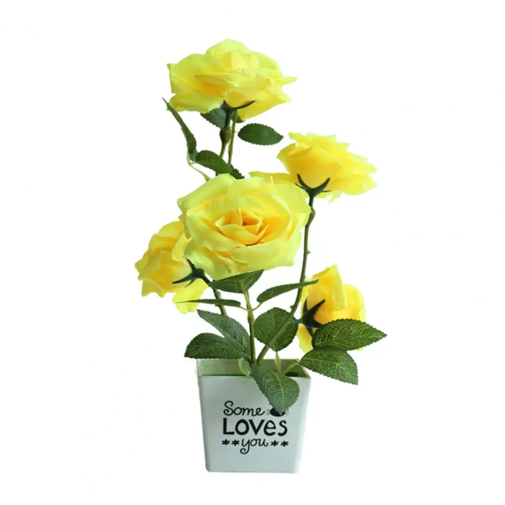 

Artificial Plant Pot Rose Desktop Decor Faux Silk Flower Indoor Outdoor Imitation Flower Pot for Home