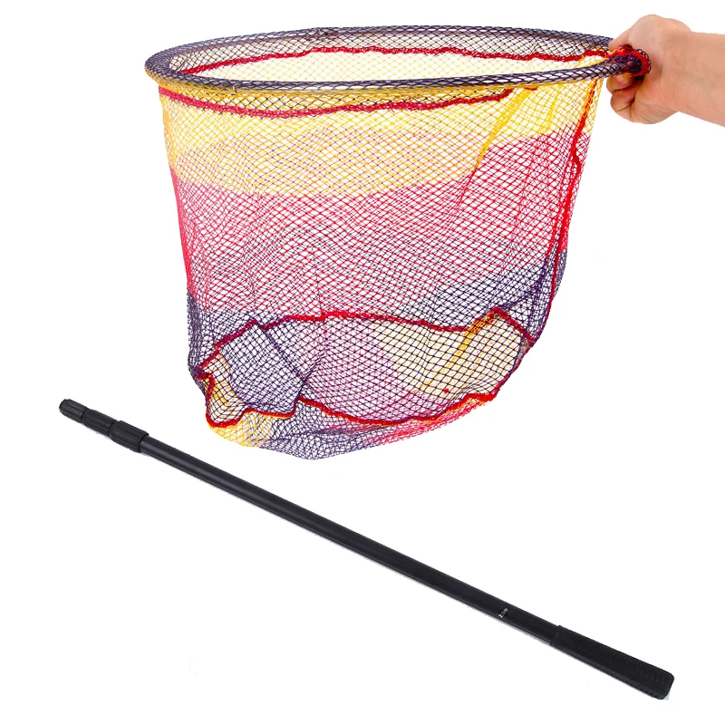 

Fishing Landing Hand Nets 2.1M 2.5M Folding Aluminum Alloy Rod Nylon Collapsible Metal Tackle Tank Professional Fishing Net