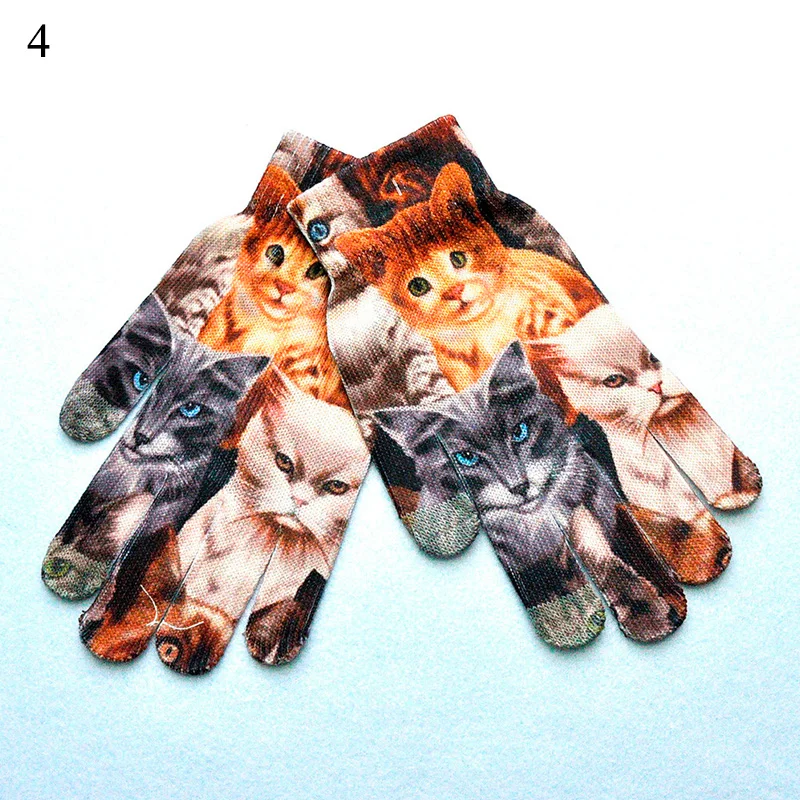 Варежки перчатки для женщин и мужчин теплые трикотажные с 3D принтом сенсорного