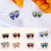 lovely owl crystal hot new fashion women girls cute earrings 1pair rhinestones ear stud shape jewelry gift