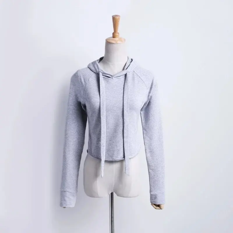 Свитшот женский однотонный с длинным рукавом и капюшоном в стиле Звезд|Женские