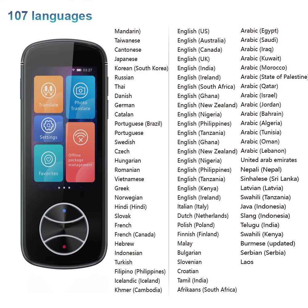 Wi-Fi переводчик для фото V10 с поддержкой 107 языков онлайн и 12 автономных Android RAM 1GB + ROM