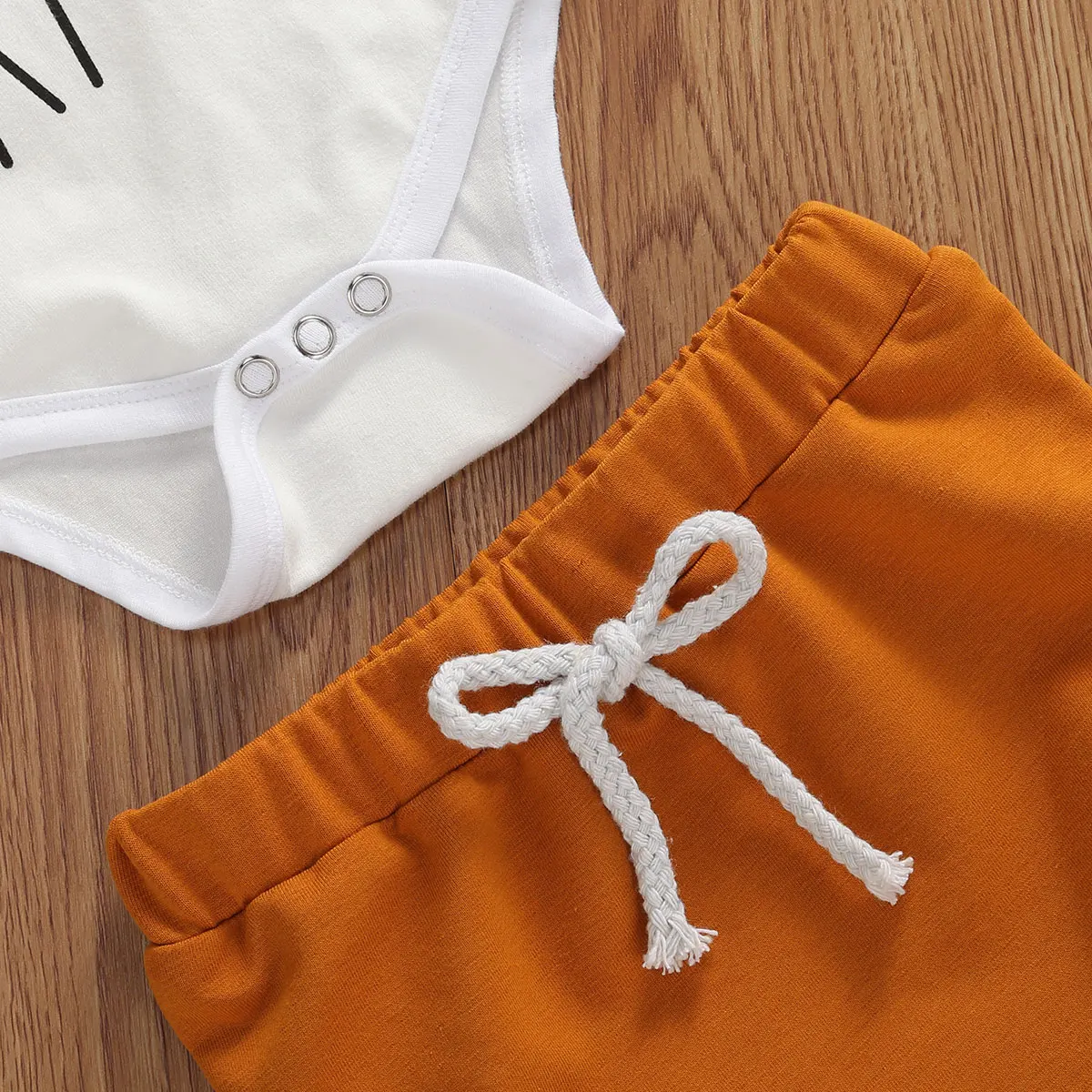 2020 Summer 0-24M Newborn Baby Girls Boys Clothes Sets Letter Print Short Sleeve Romper Tops+Solid Shorts 2pcs | Детская одежда и