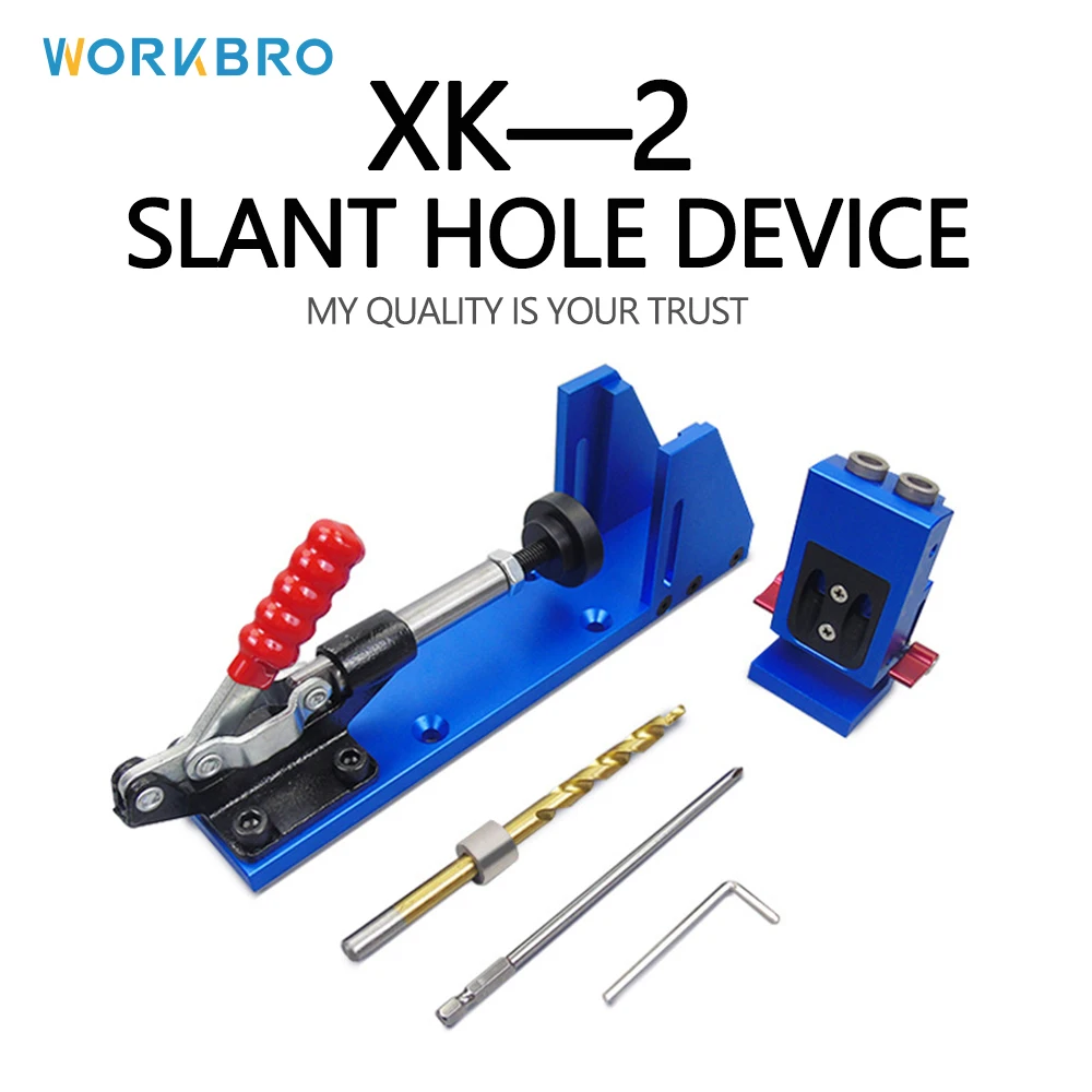 

WORKBRO Woodworking Positioning Center Drilling jig Mini Hand Punch Pocket Hole Hig Bit Set Wood Drilling Board Splicing Tool