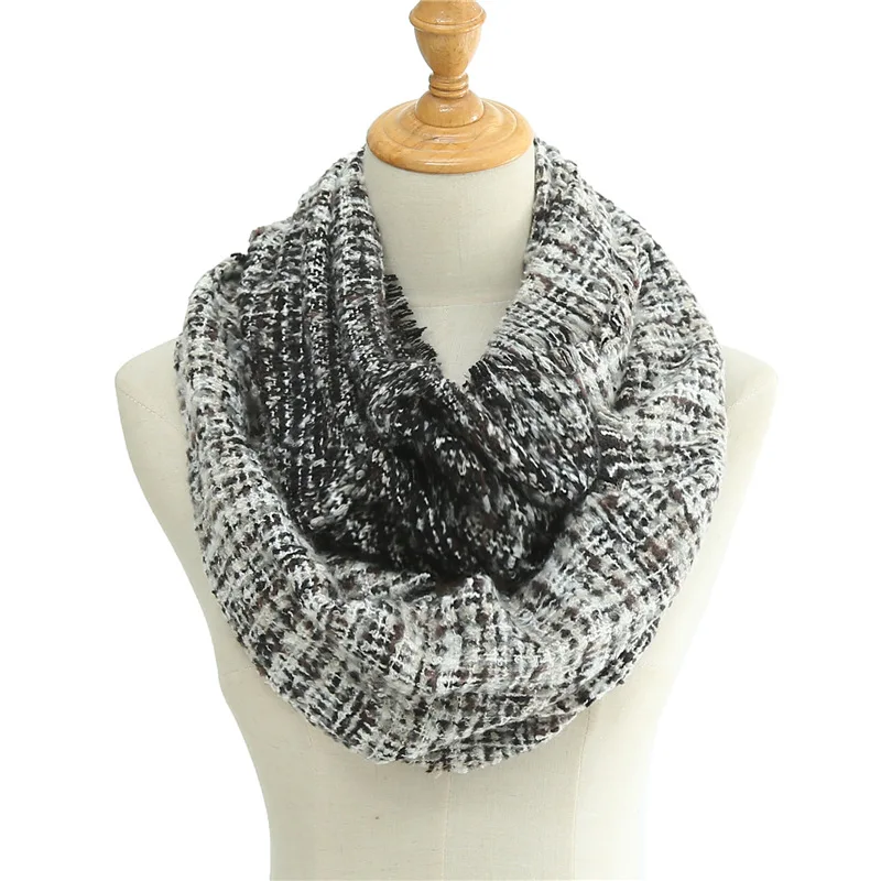 

2020 Fashion Winter Scarf Women Knit Cashmere Snood Ring Neck Scarves Warm Loop Female Bandana Thick Collar Scarfs