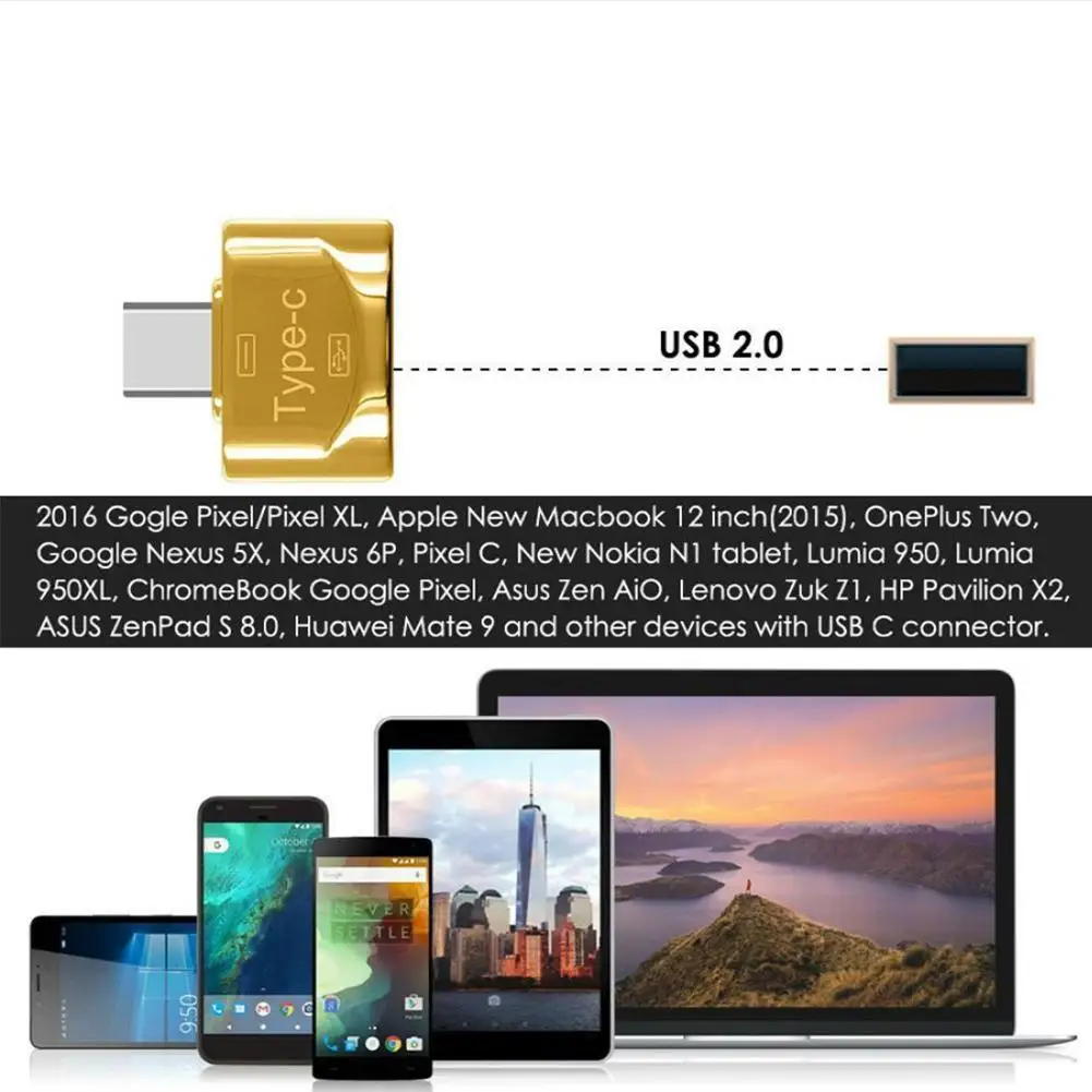 Металлический USB 3 1 type C штекер 2 0 A Женский OTG адаптер для передачи данных Тип samsung S8