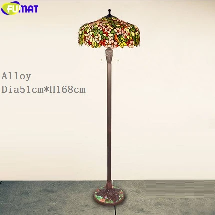 Alloy Apple Flower Торшер FUMAT Tiffany, 20 дюймов, Витраж, яблоко, роза, виноград, цветок, рисунок, медная рамка, светильник, домашний декор, мозаика - Цвет абажура: Alloy Apple Flower