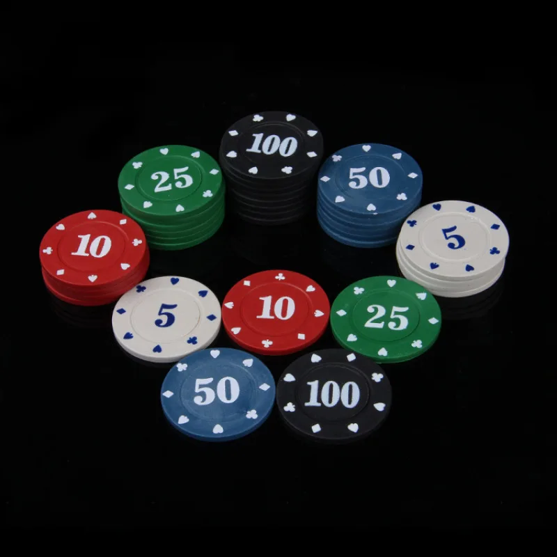 

100pcs Round Plastic Poker Chips Set Chips Casino Poker Card Game Baccarat Counting Accessories Dice Entertainment Chip With Box