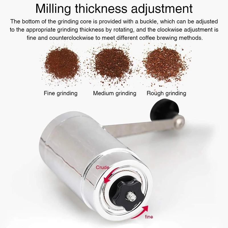 

Manual Coffee Grinder with Adjustable Setting - Conical Burr Mill & Brushed Stainless Steel - Burr Coffee Grinder for Aeropress,