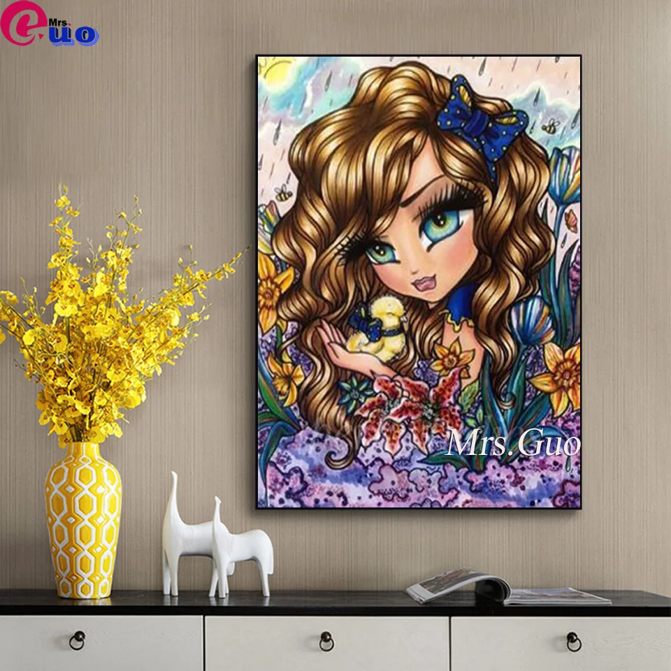 5D алмазная живопись Мультяшные большие глаза девушка квадратная Вышивка Набор