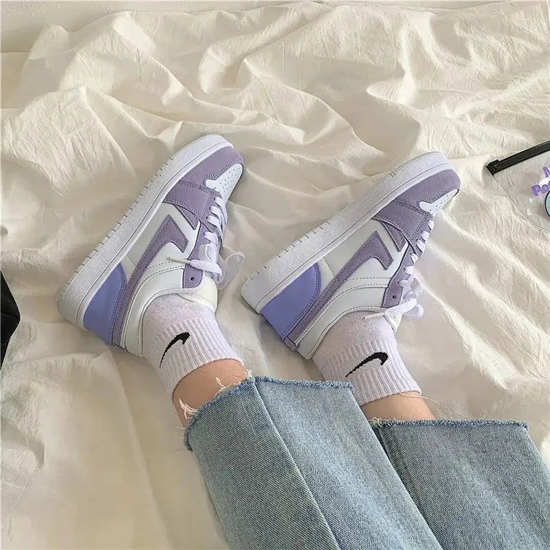 

Korean Style Low-cut Color Block Women's Sneakers Campus Style Lace-up White Shoes Fashion All-match Flat Ladies Vulcanize Shoes