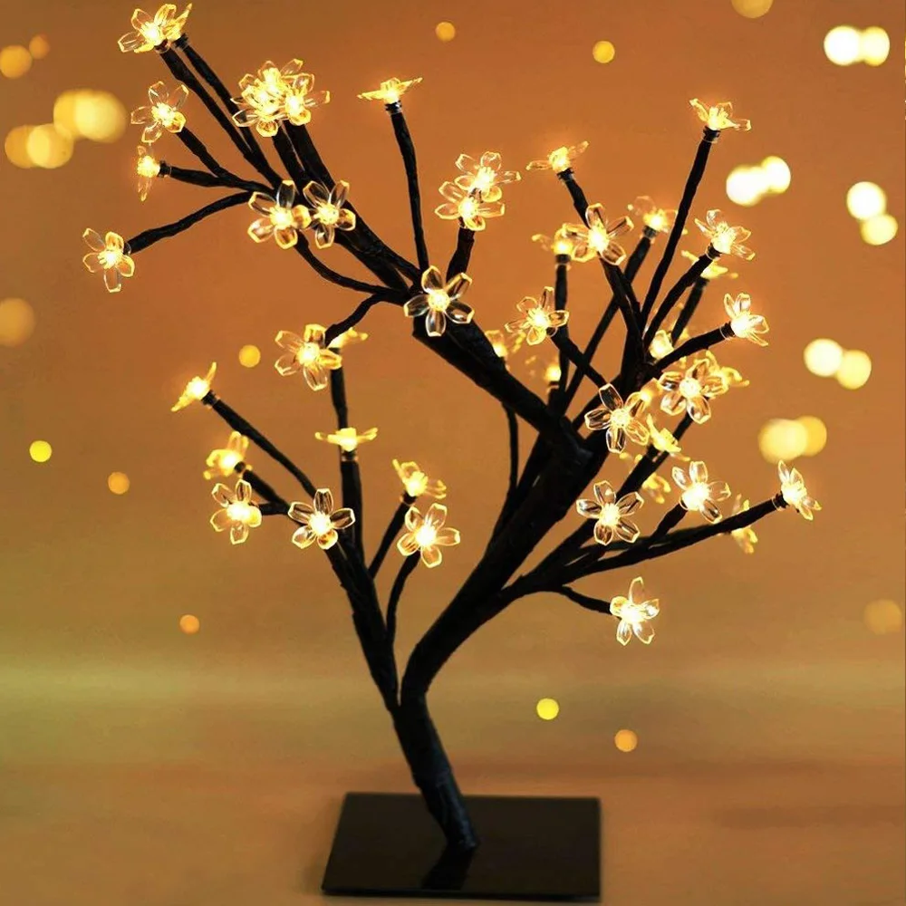

48/36LED Cherry Plum Blossom Tree Light Table Lamps Night light for Home Indoor Bedroom Wedding Party Bar Decoration USB Plug