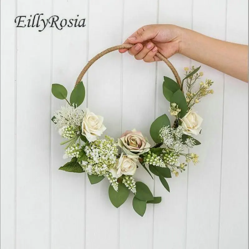Дизайн на заказ Ins стиль невесты ручной цветок корзина Круглый Цветок для