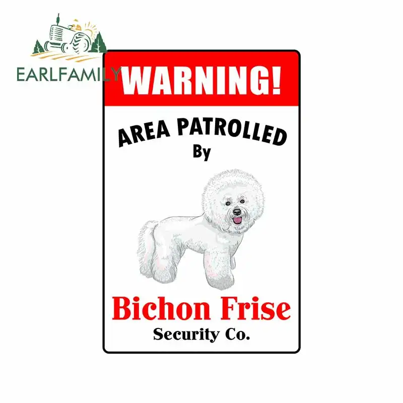 

EARLFAMILY 13cm x 8.5cm for Area Patrolled By Bichon Frise Personality Trunk Decal Motorcycle Waterproof Decoration Car Sticker