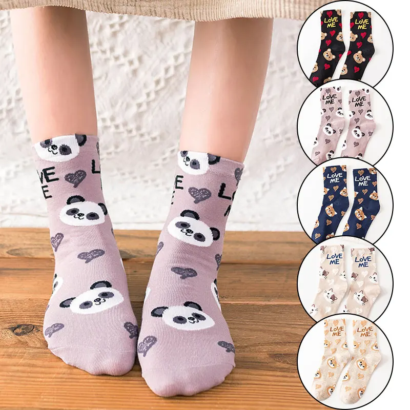 

College Style Ladies Mid-tube Socks Wholesale Cotton Sports Women's Socks Letter Animal Tide Socks Breathable Casual Long Sock